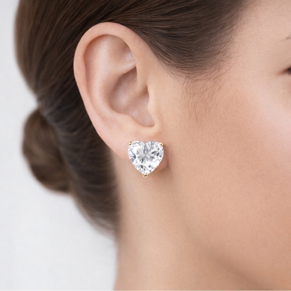 Sterling Silver Hear-Shaped Stud Earrings